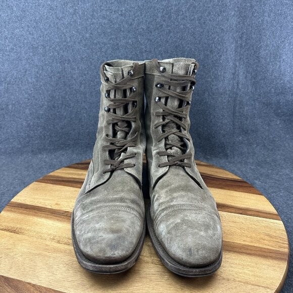N.D.C. Made by Hand Combat Boot Lace-up Green Brown Suede Boot Men 45B US 12B - Picture 3 of 13